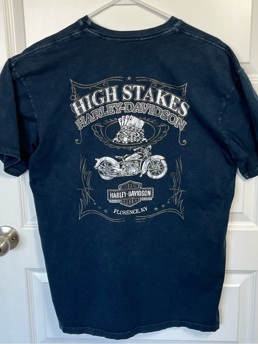 Harley Davidson Faded Navy Dealer Tee Florence KY Large